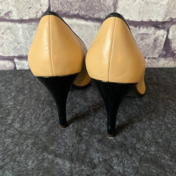 Connie Taupe W/ Black Trim & Button Heels - Picture 7 of 8